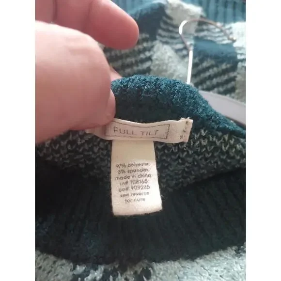 FULL TILT Wavy Checker Sweater Large Green  Y2K 90s Retro Size Medium - Picture 4 of 9